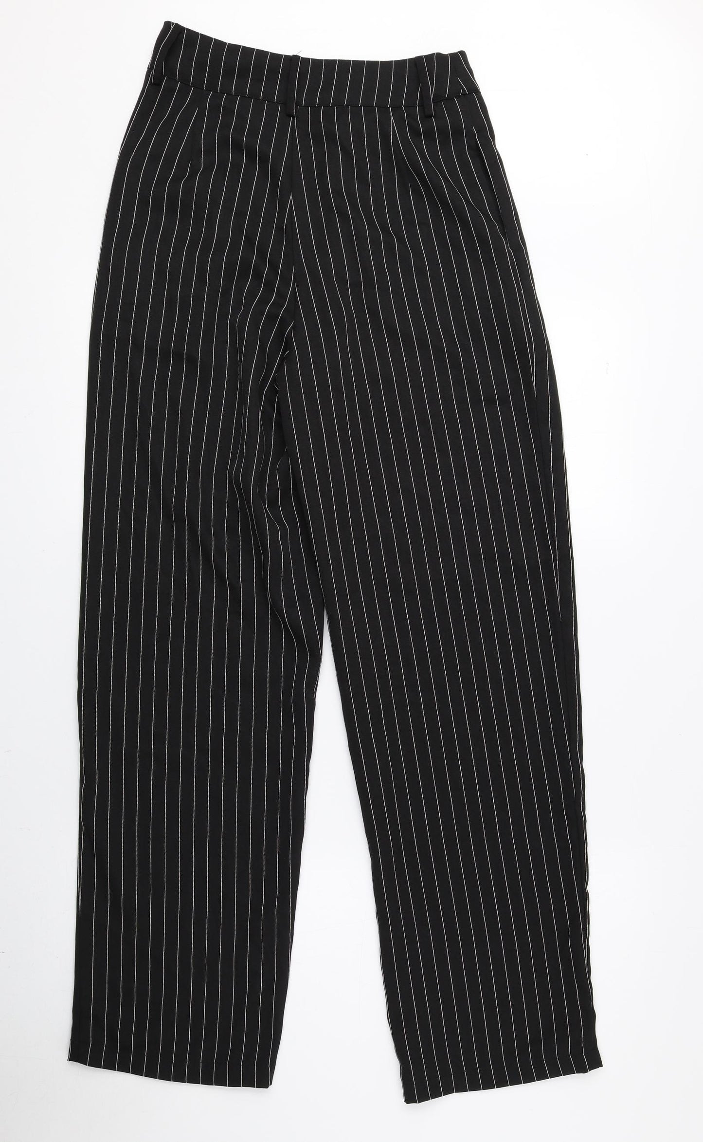 SheIn Womens Black Striped Polyester Dress Pants Trousers Size XS L27.5 in Regular Zip