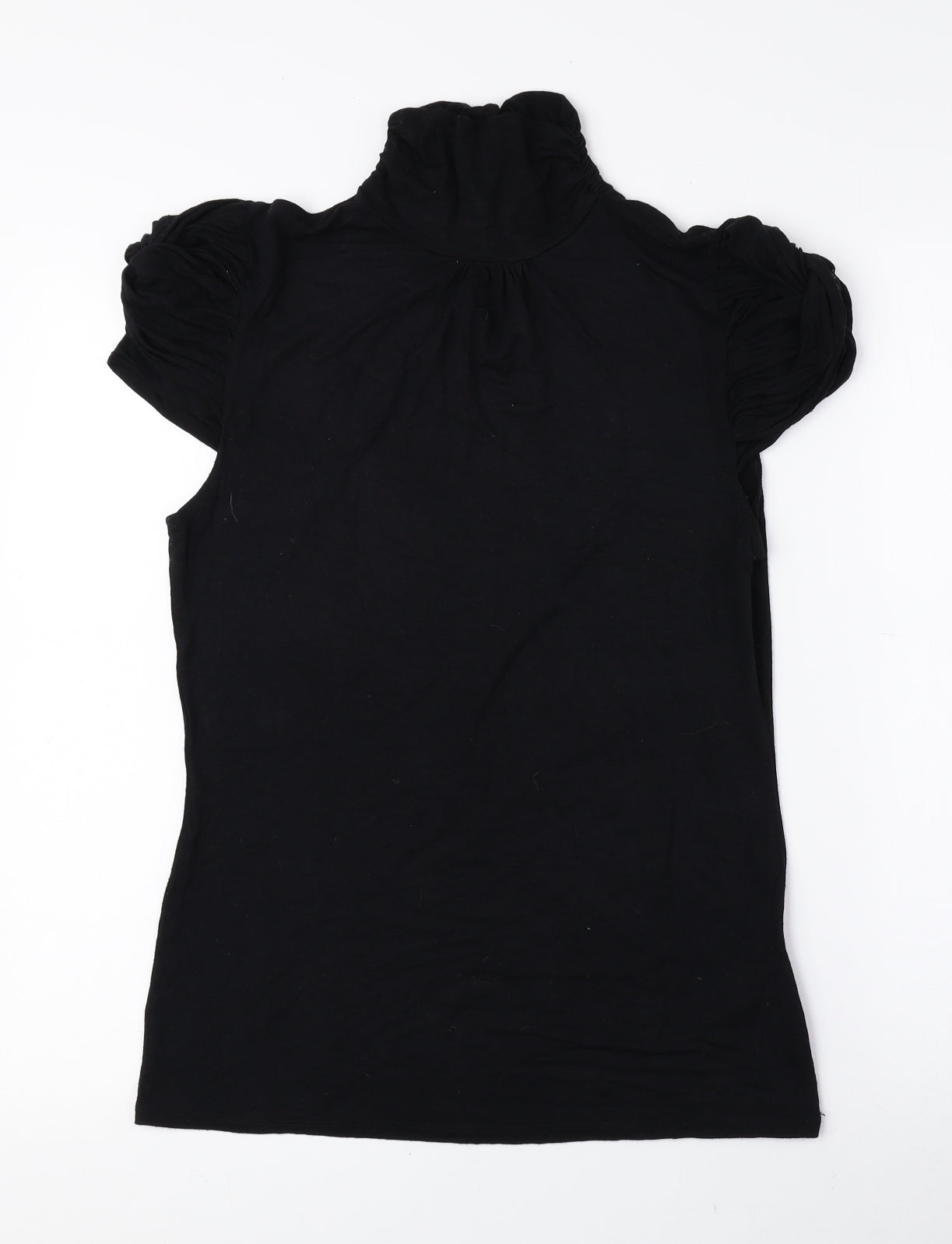 New Look Womens Black Viscose Basic T-Shirt Size 14 Mock Neck
