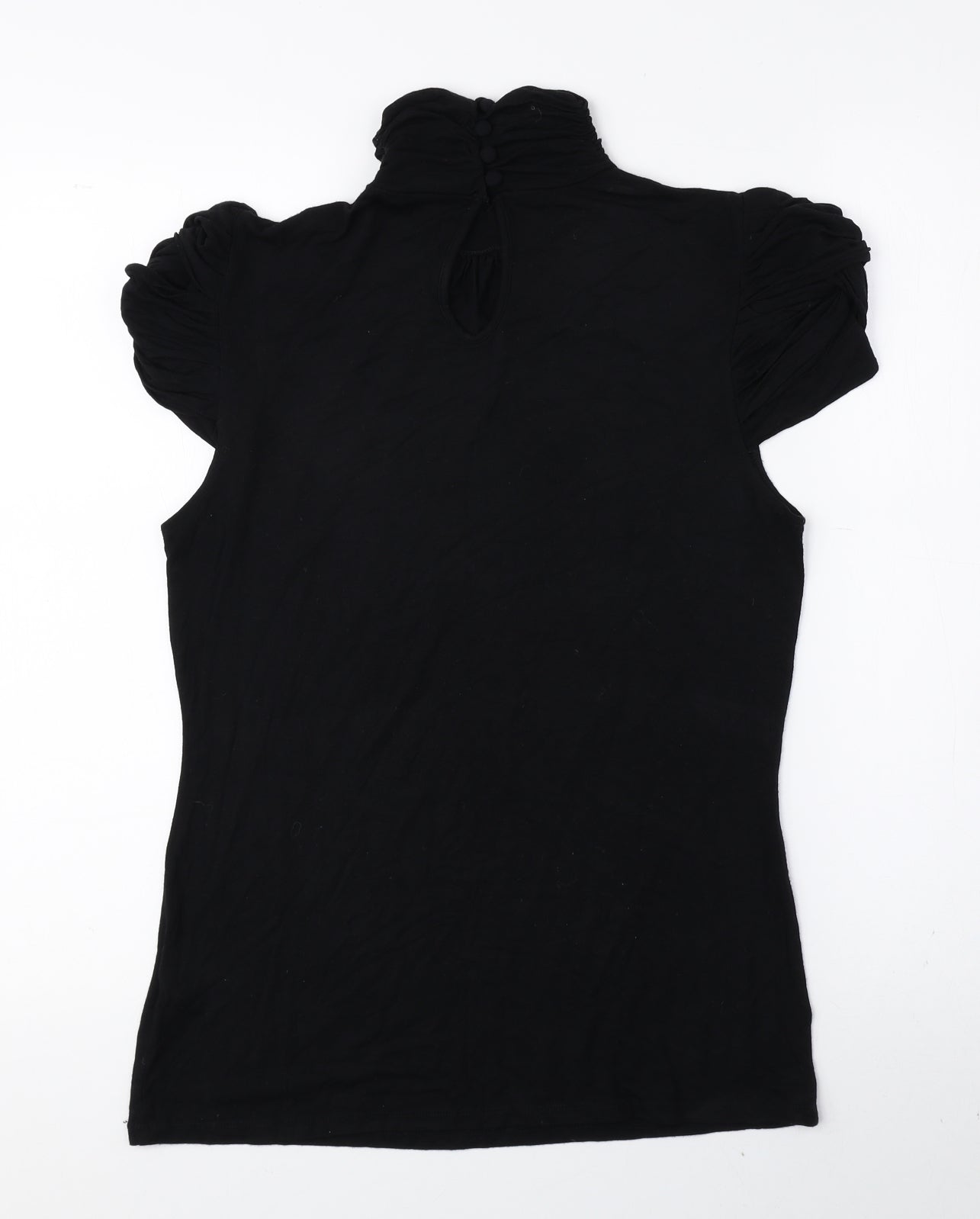 New Look Womens Black Viscose Basic T-Shirt Size 14 Mock Neck