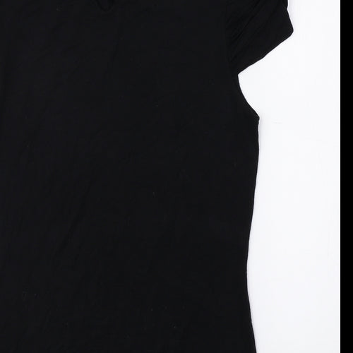 New Look Womens Black Viscose Basic T-Shirt Size 14 Mock Neck