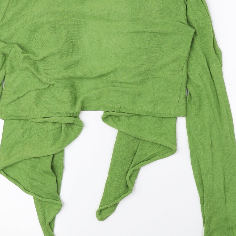 Red Herring Womens Green V-Neck 100% Cotton Cardigan Jumper Size M - Waterfall Cardigan, Cropped