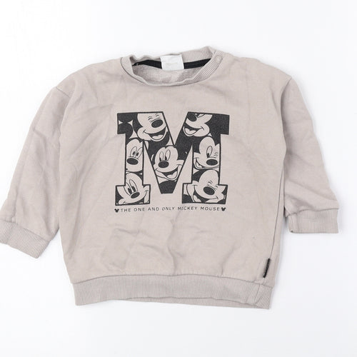 Disney Baby Brown Geometric Cotton Pullover Jumper Size 6-9 Months Snap - Mickey Mouse