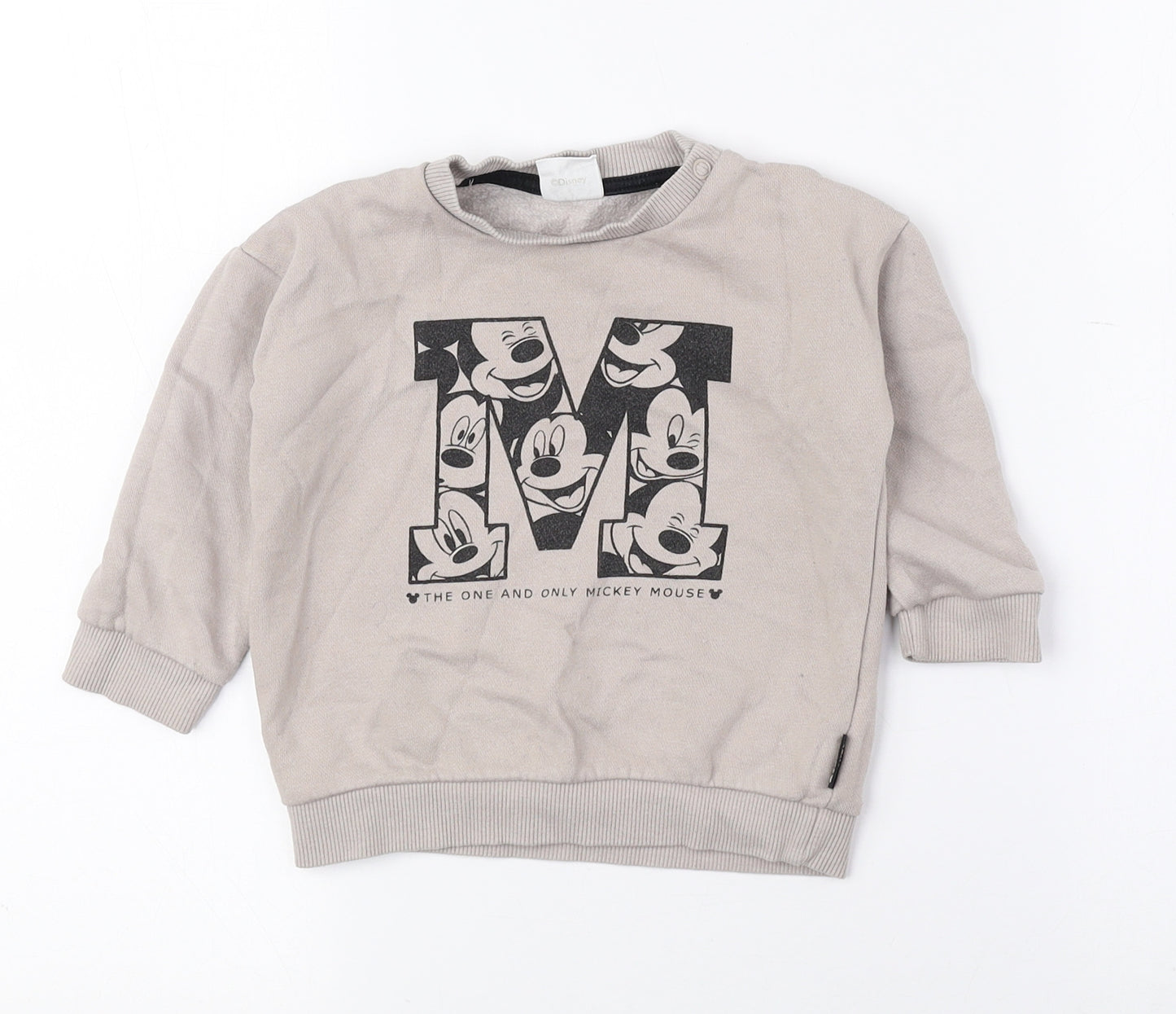Disney Baby Brown Geometric Cotton Pullover Jumper Size 6-9 Months Snap - Mickey Mouse