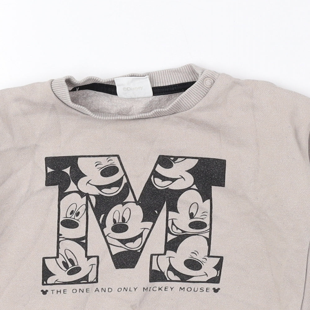 Disney Baby Brown Geometric Cotton Pullover Jumper Size 6-9 Months Snap - Mickey Mouse