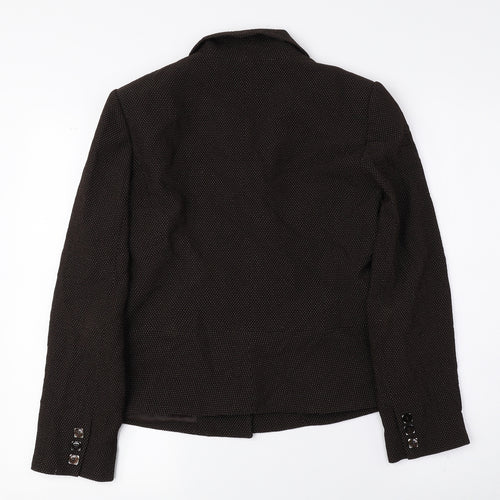 MINUET Womens Brown Geometric Jacket Blazer Size 12 Button