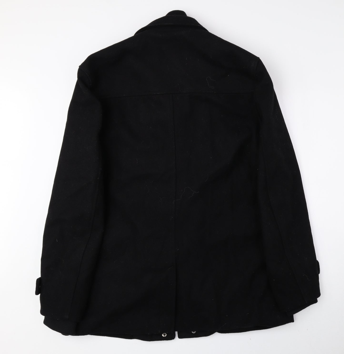 Cedar Wood State Mens Black Overcoat Coat Size M Snap