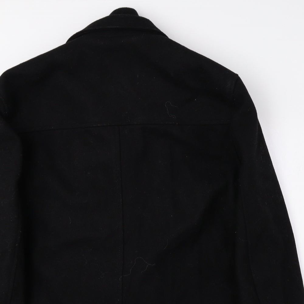 Cedar Wood State Mens Black Overcoat Coat Size M Snap