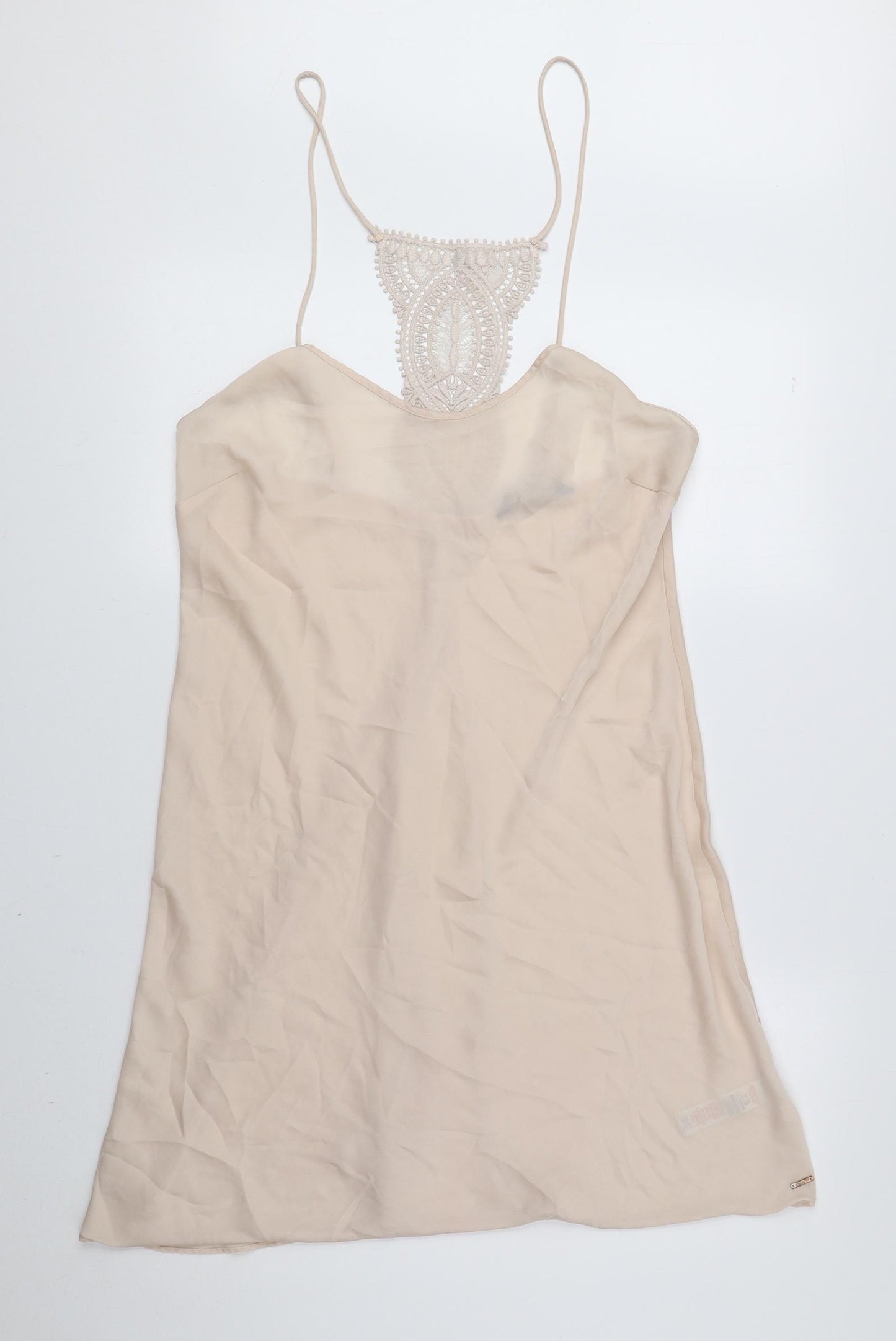 Autograph Womens Beige Polyester A-Line Size 12 Sweetheart Pullover - Lace detail