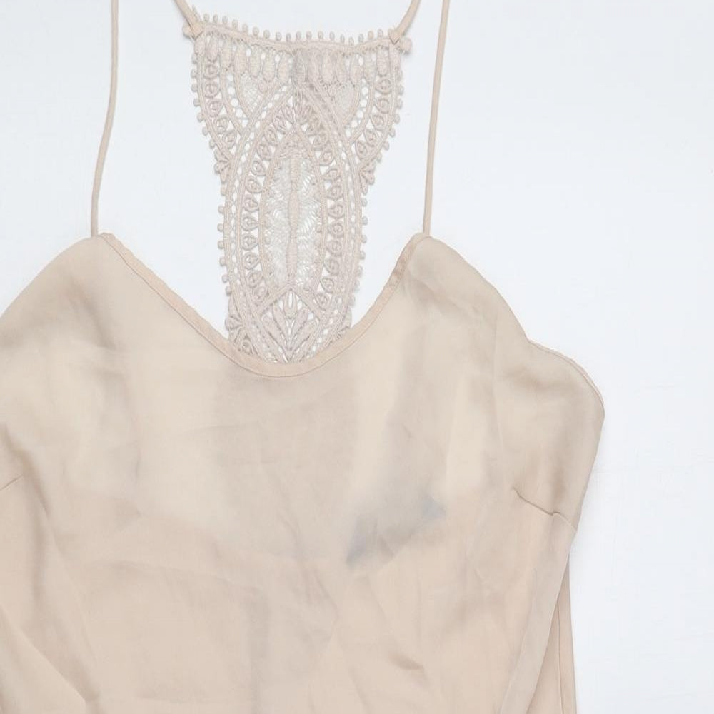 Autograph Womens Beige Polyester A-Line Size 12 Sweetheart Pullover - Lace detail