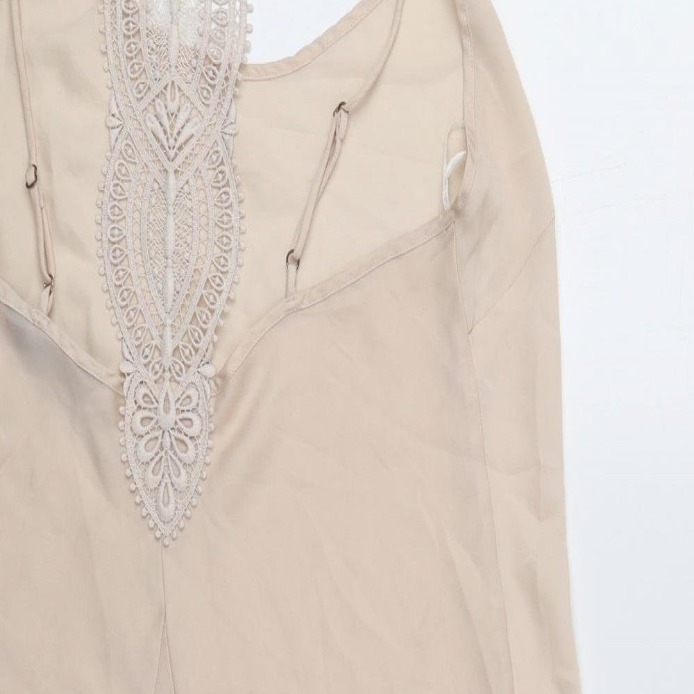 Autograph Womens Beige Polyester A-Line Size 12 Sweetheart Pullover - Lace detail