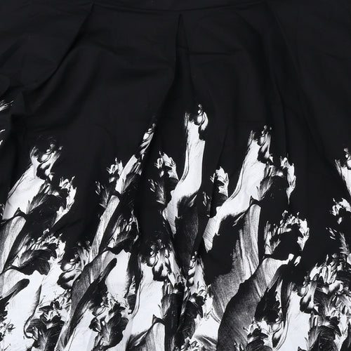 Isabel de Pedro Womens Black Geometric Cotton A-Line Skirt Size 16 Zip