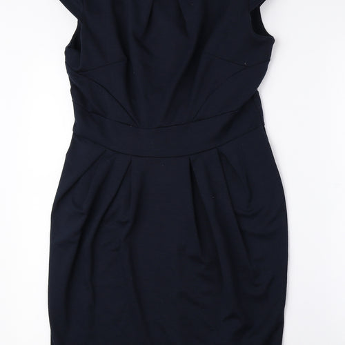 Dorothy Perkins Womens Blue Polyester Fit & Flare Size 12 Boat Neck Pullover