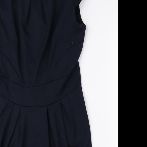 Dorothy Perkins Womens Blue Polyester Fit & Flare Size 12 Boat Neck Pullover