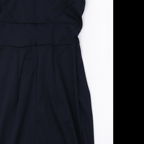 Dorothy Perkins Womens Blue Polyester Fit & Flare Size 12 Boat Neck Pullover
