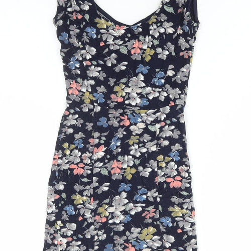 French Connection Womens Multicoloured Floral Viscose Mini Size 8 V-Neck Pullover