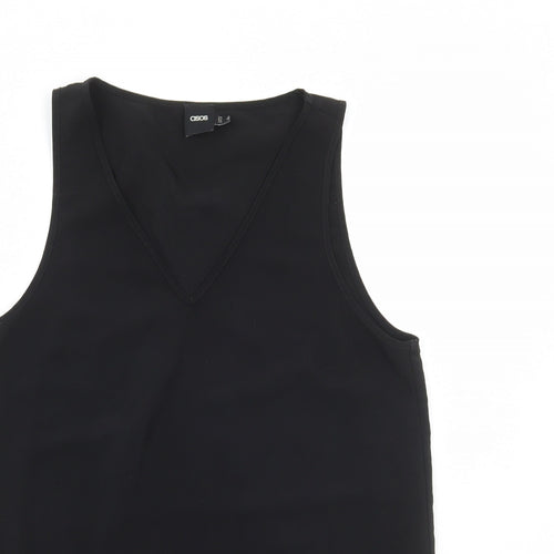 ASOS Womens Black Polyester Basic Tank Size 8 Round Neck