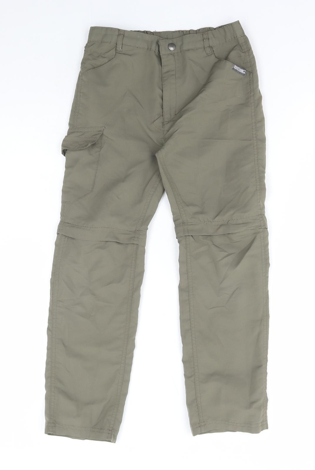 Regatta Boys Green Cotton Cargo Trousers Size 9-10 Years Regular Zip