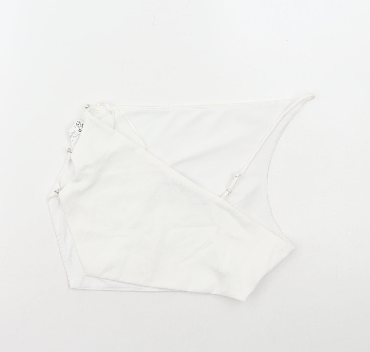 Zara Womens White Polyester Cropped T-Shirt Size S One Shoulder