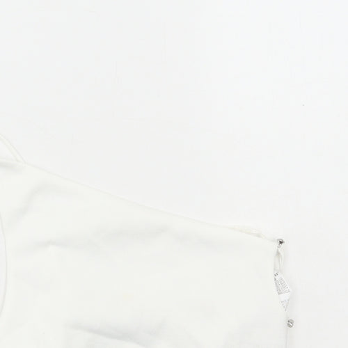 Zara Womens White Polyester Cropped T-Shirt Size S One Shoulder