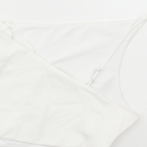 Zara Womens White Polyester Cropped T-Shirt Size S One Shoulder