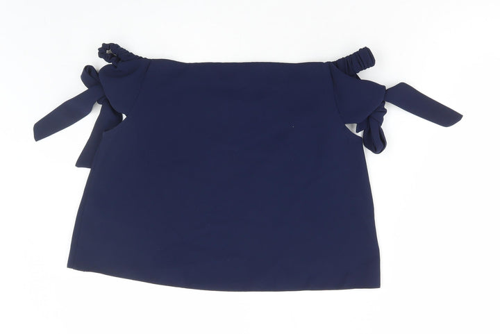 Topshop Womens Blue Polyester Basic Blouse Size 10 Off the Shoulder