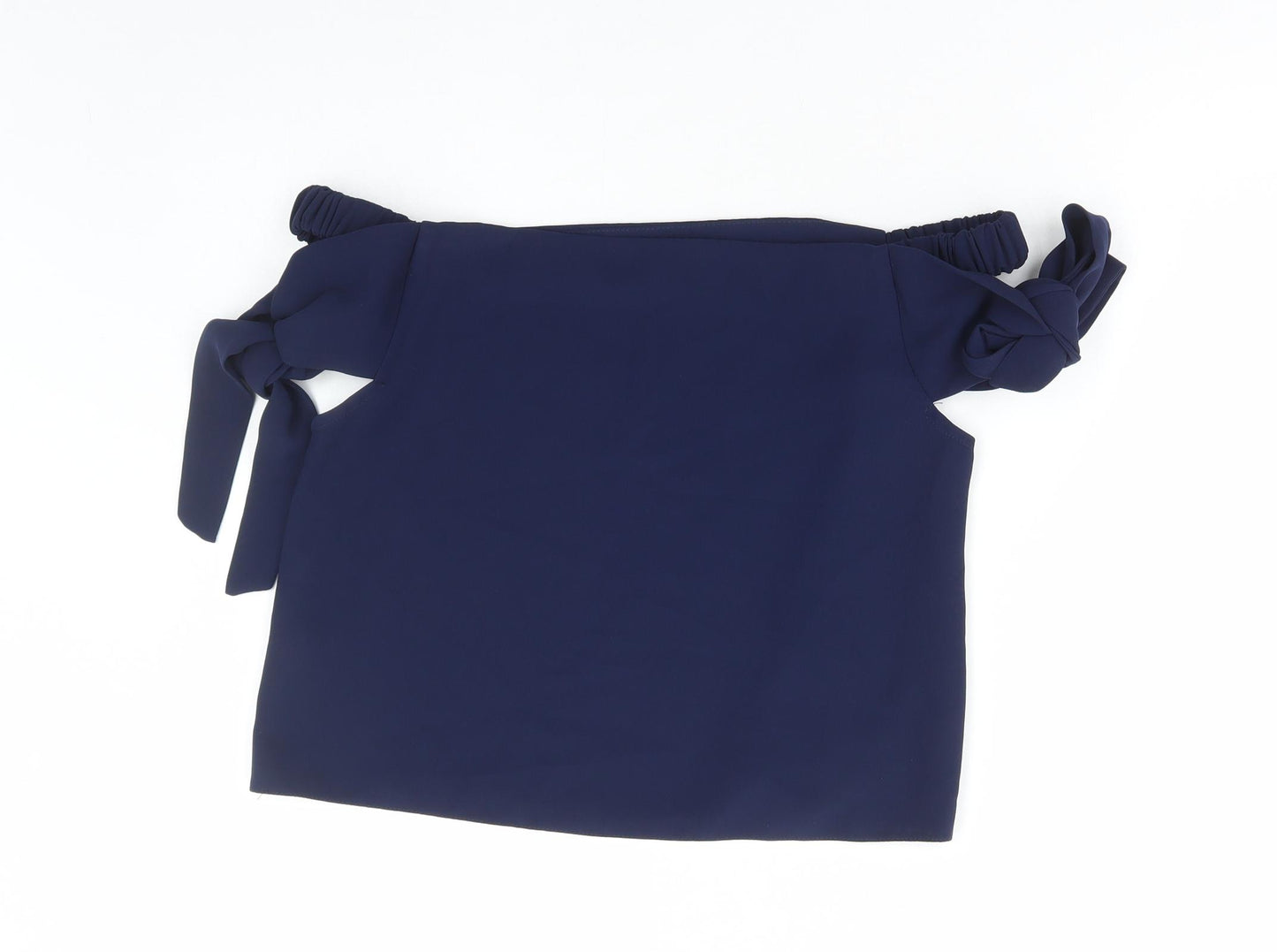 Topshop Womens Blue Polyester Basic Blouse Size 10 Off the Shoulder