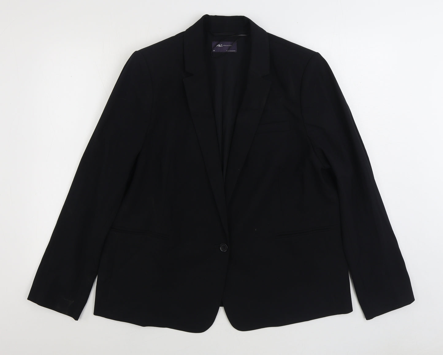 Marks and Spencer Womens Black Jacket Blazer Size 18 Button
