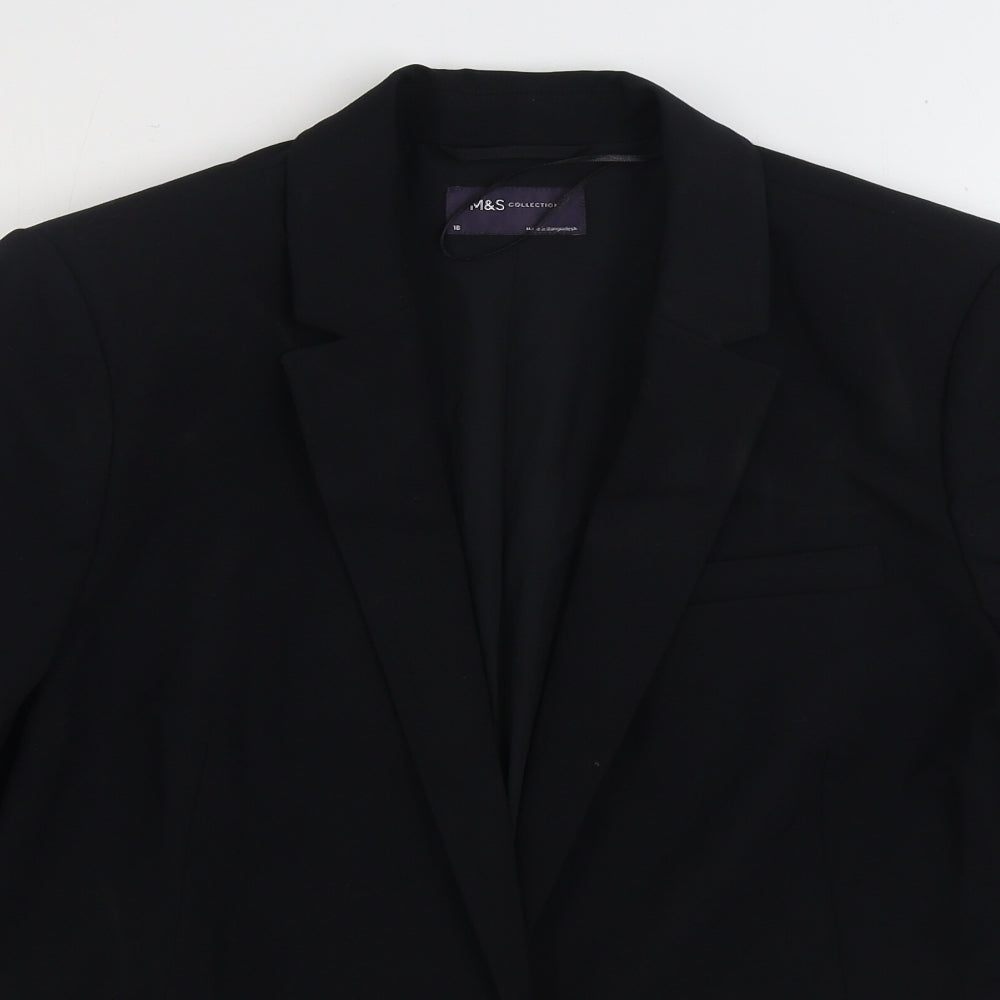 Marks and Spencer Womens Black Jacket Blazer Size 18 Button