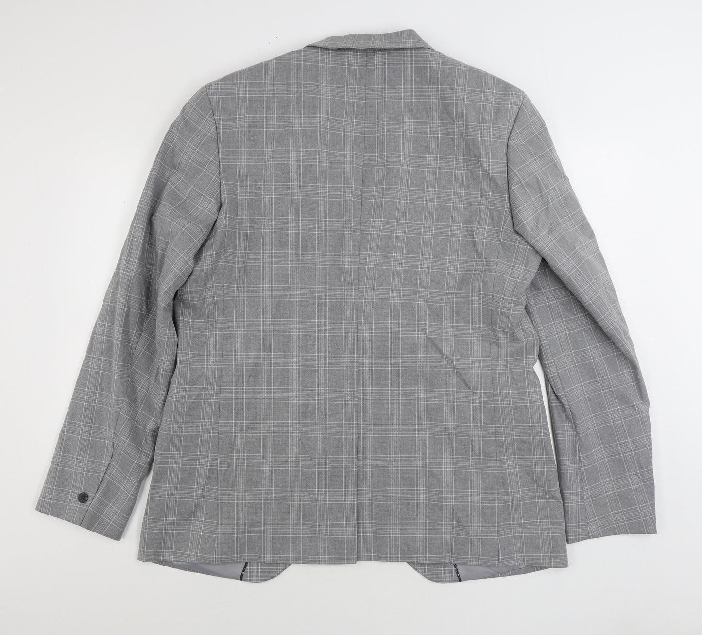 Marks and Spencer Mens Grey Plaid Polyester Jacket Suit Jacket Size 44
