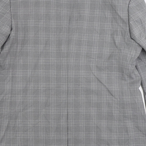 Marks and Spencer Mens Grey Plaid Polyester Jacket Suit Jacket Size 44
