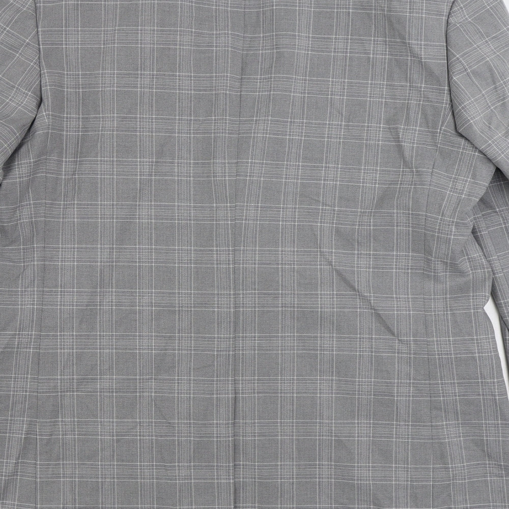 Marks and Spencer Mens Grey Plaid Polyester Jacket Suit Jacket Size 44