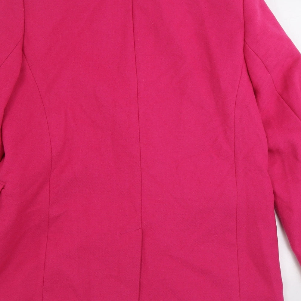 Marks and Spencer Womens Pink Pea Coat Coat Size 14 Button