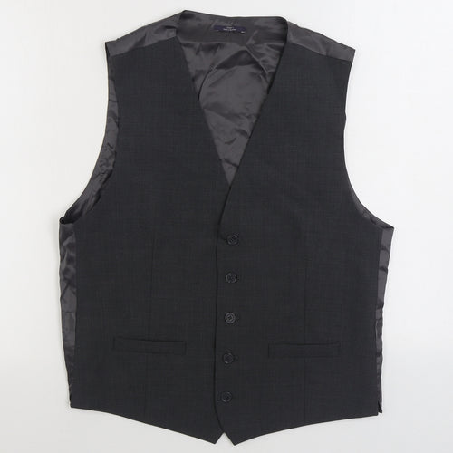 Marks and Spencer Mens Grey Polyester Jacket Suit Waistcoat Size 38