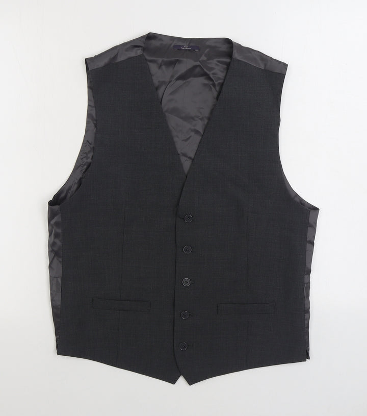 Marks and Spencer Mens Grey Polyester Jacket Suit Waistcoat Size 38