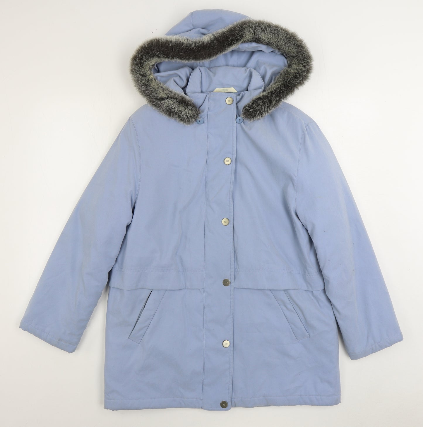 Marks and Spencer Womens Blue Parka Coat Size 12 Zip