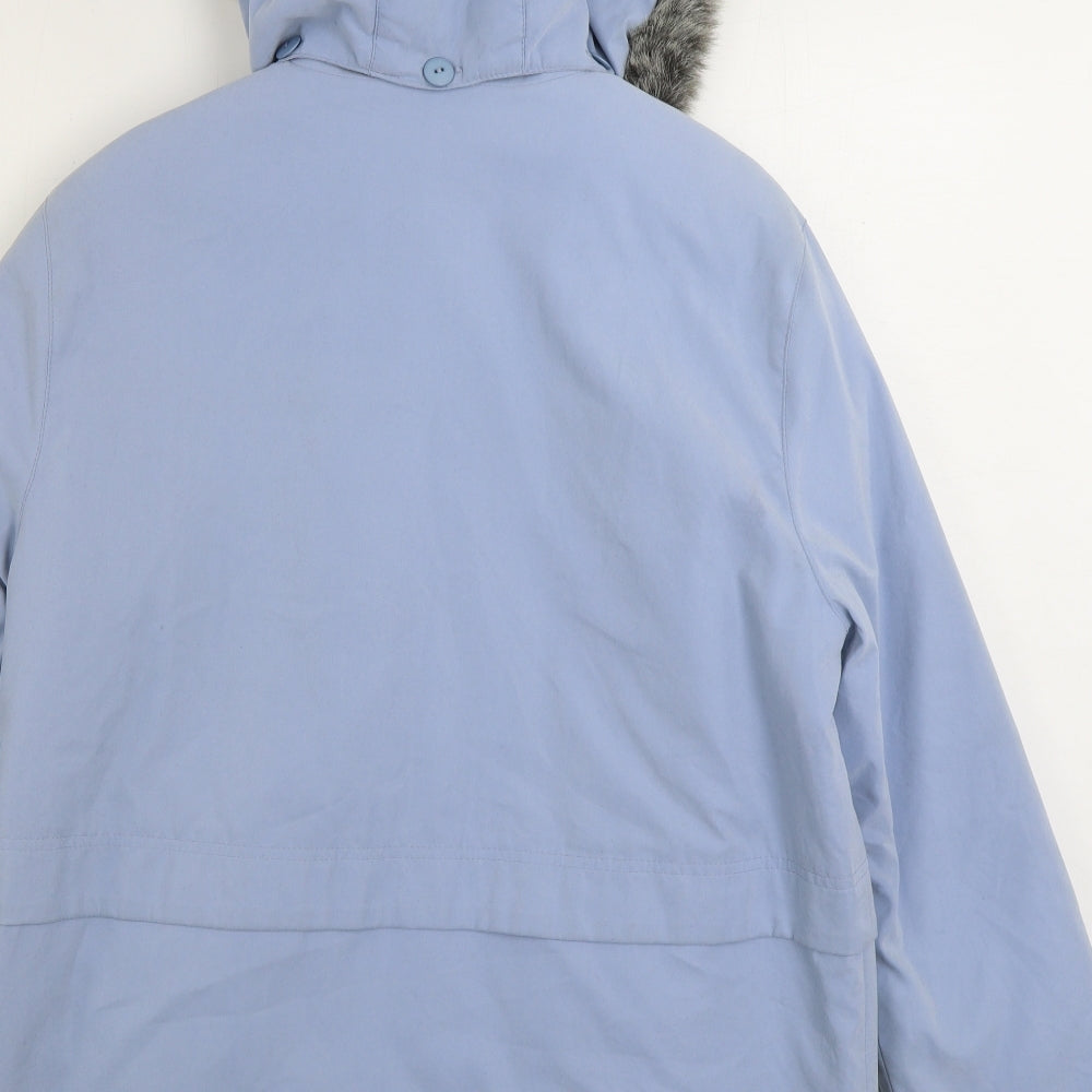 Marks and Spencer Womens Blue Parka Coat Size 12 Zip