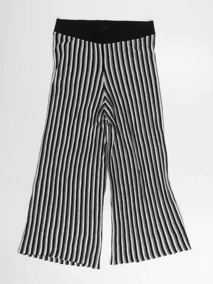 River Island Womens Black Striped Viscose Jogger Trousers Size 14 L25 in Regular