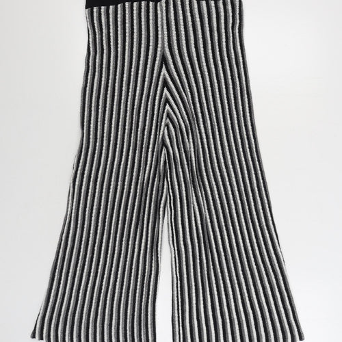 River Island Womens Black Striped Viscose Jogger Trousers Size 14 L25 in Regular
