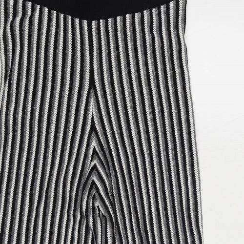 River Island Womens Black Striped Viscose Jogger Trousers Size 14 L25 in Regular