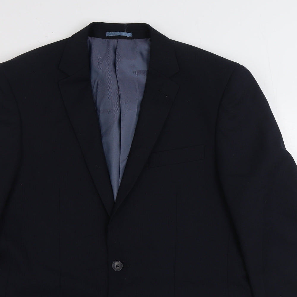 F&F Mens Blue Polyester Jacket Suit Jacket Size 40