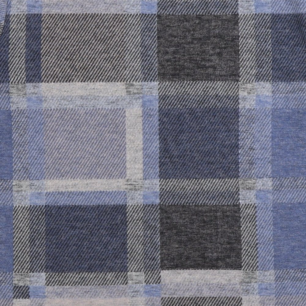 Marks and Spencer Womens Blue Round Neck Plaid Viscose Pullover Jumper Size 16