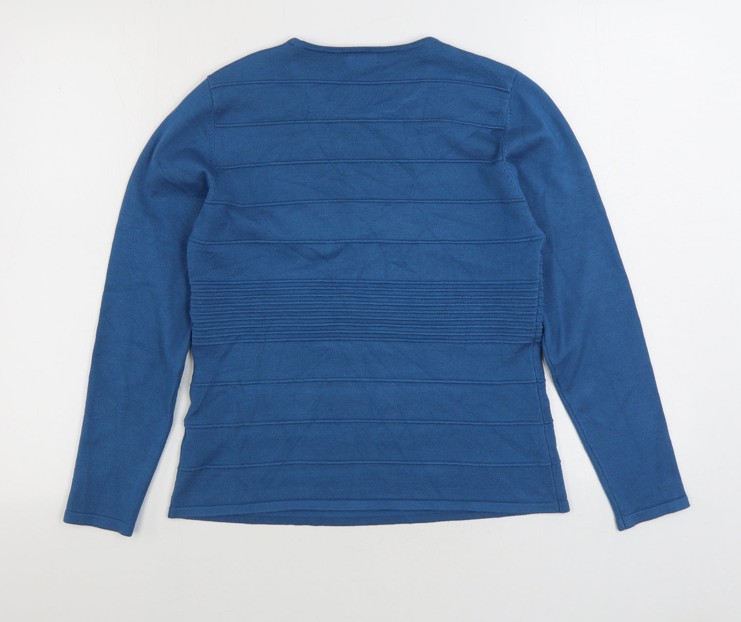 Hepburn Womens Blue Round Neck Striped Viscose Pullover Jumper Size S