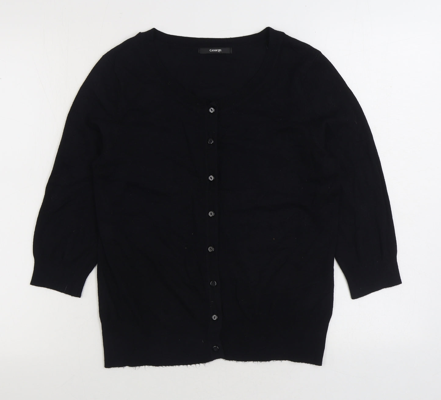 George Womens Black V-Neck Viscose Cardigan Jumper Size 14
