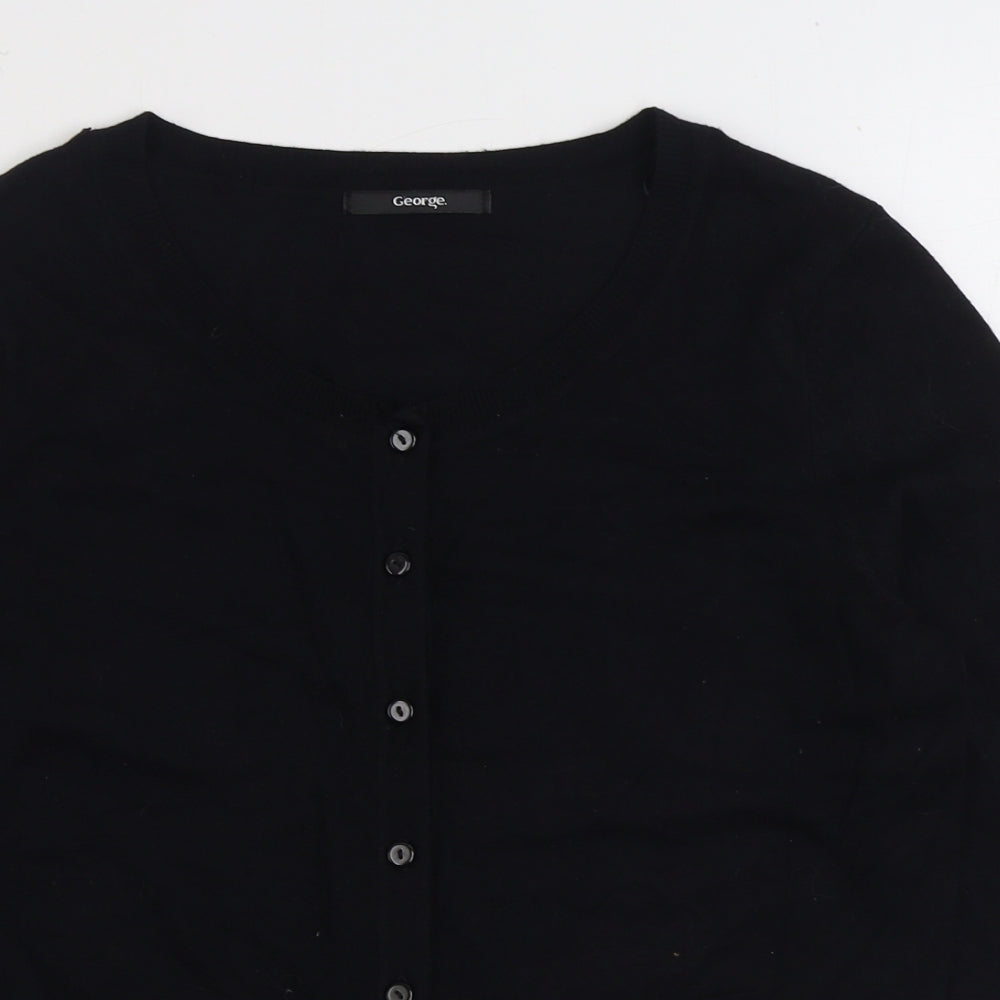 George Womens Black V-Neck Viscose Cardigan Jumper Size 14