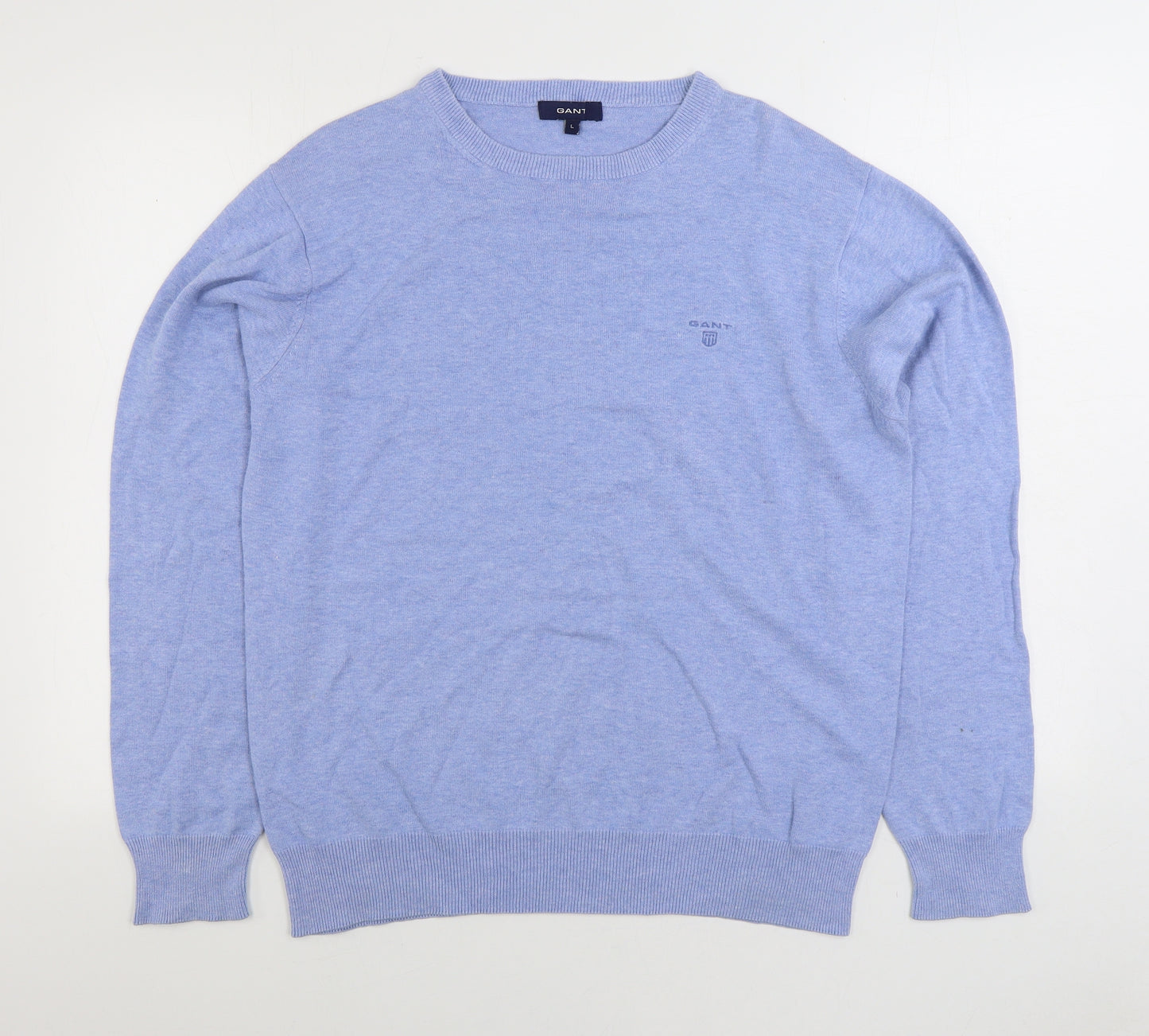 GANT Mens Blue Round Neck Cotton Pullover Jumper Size L