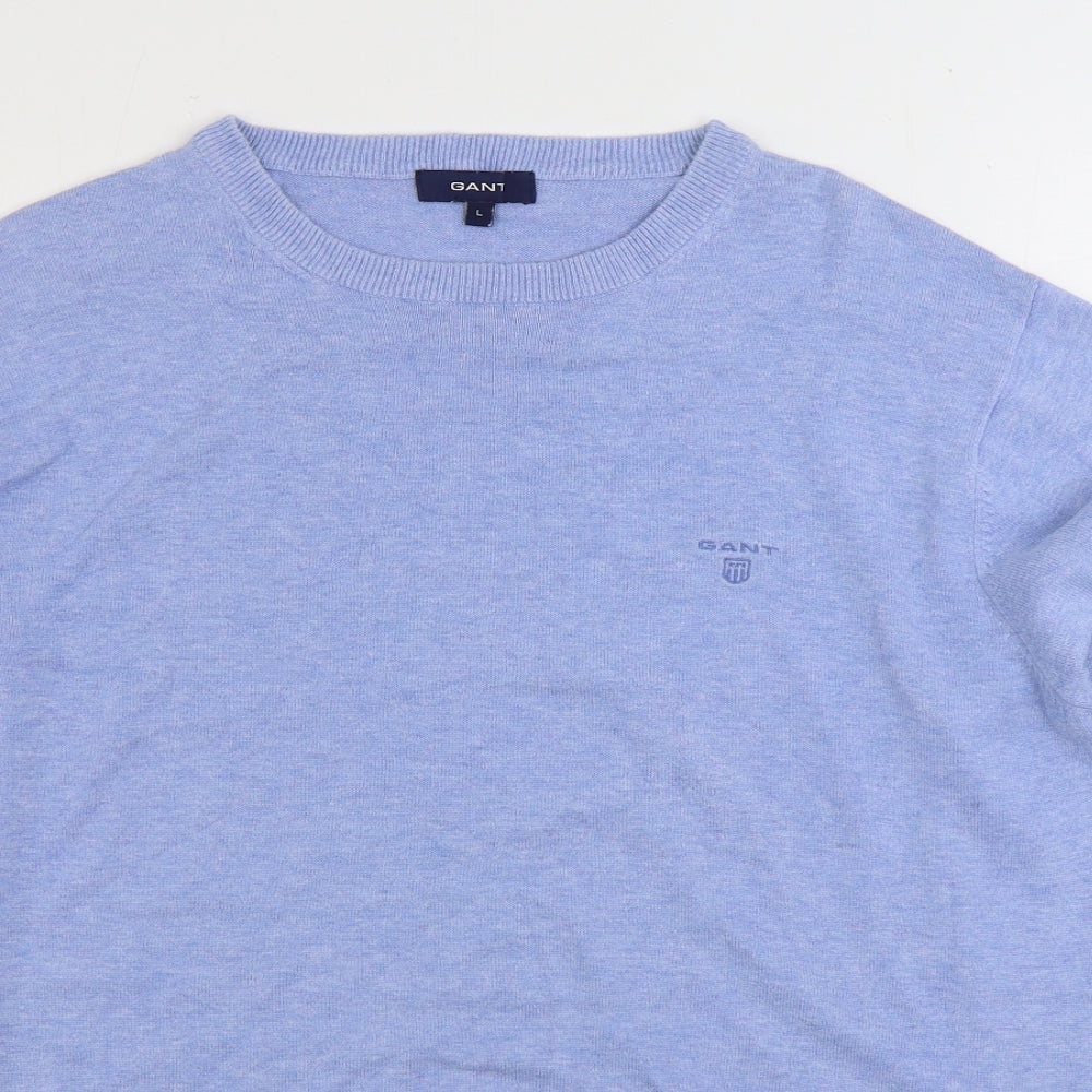 GANT Mens Blue Round Neck Cotton Pullover Jumper Size L