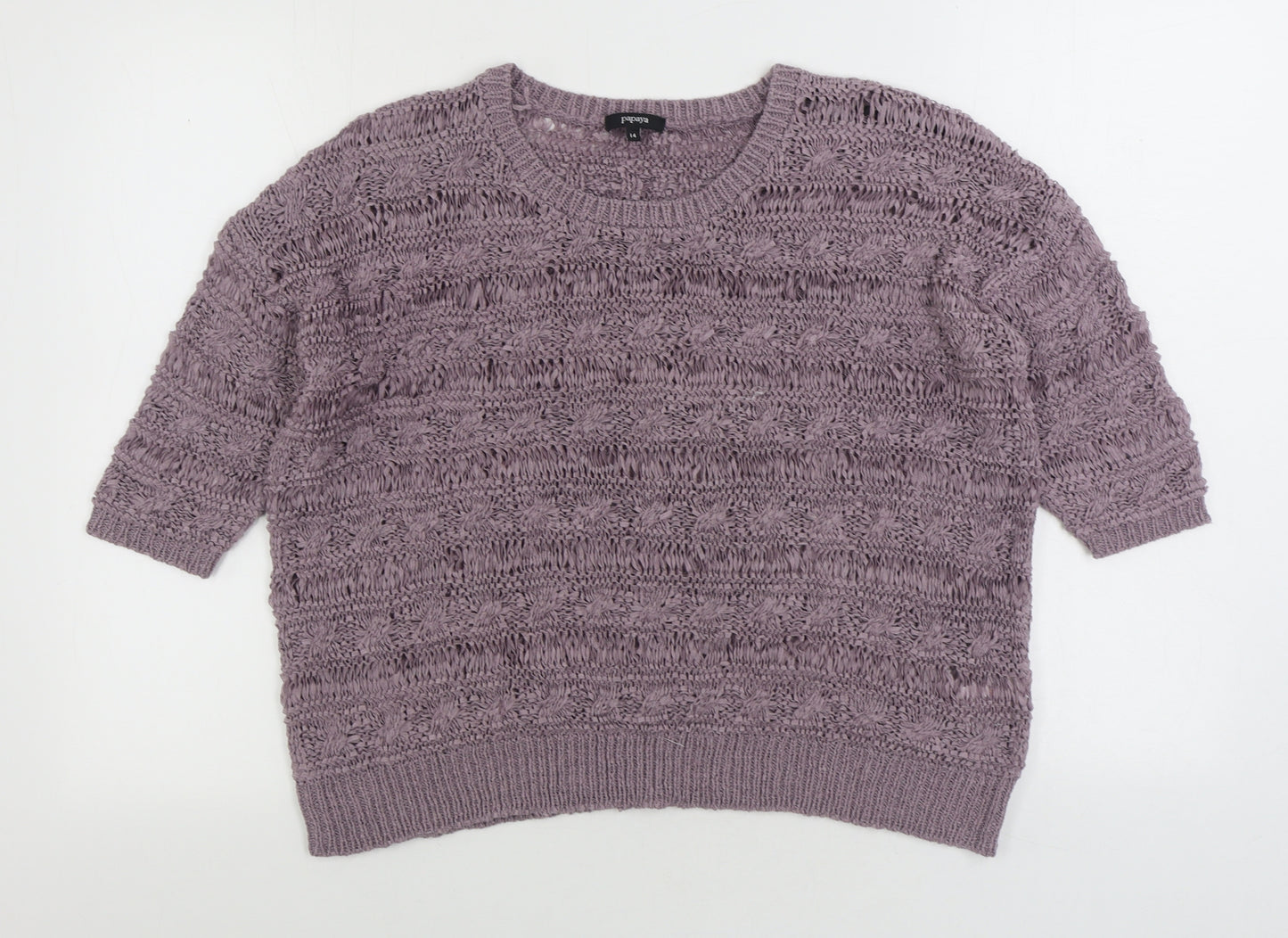 Papaya Womens Purple Round Neck Acrylic Pullover Jumper Size 14