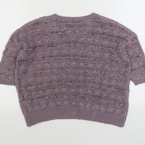 Papaya Womens Purple Round Neck Acrylic Pullover Jumper Size 14