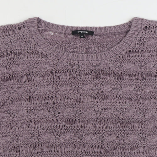 Papaya Womens Purple Round Neck Acrylic Pullover Jumper Size 14