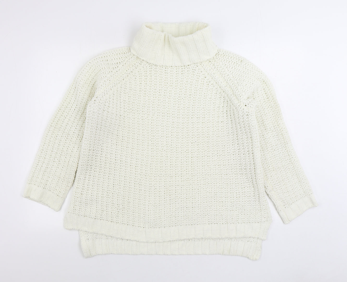 Select Womens White Roll Neck Polyester Pullover Jumper Size 12